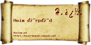 Heim Árpád névjegykártya