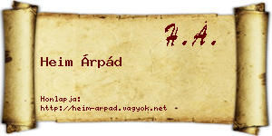 Heim Árpád névjegykártya